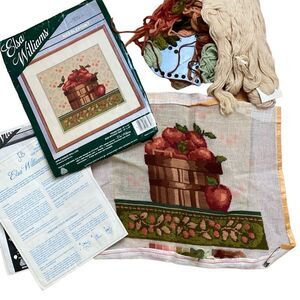 Elsa Williams Needlepoint Apple Basket Still Life 06306 kit  - UNFINISHED- 12" x